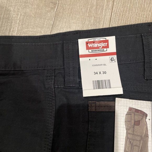 Wrangler Workwear Men's Cargo Pocket Carpenter Work Pants 34x30 Black NWT - Picture 5 of 9